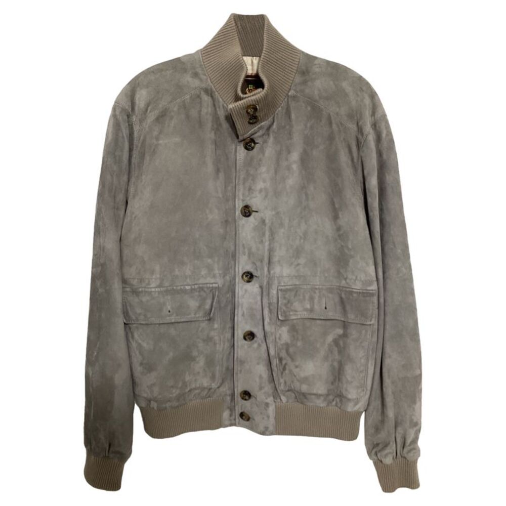 Loro Piana Bomber Jacket in Grey Suede
